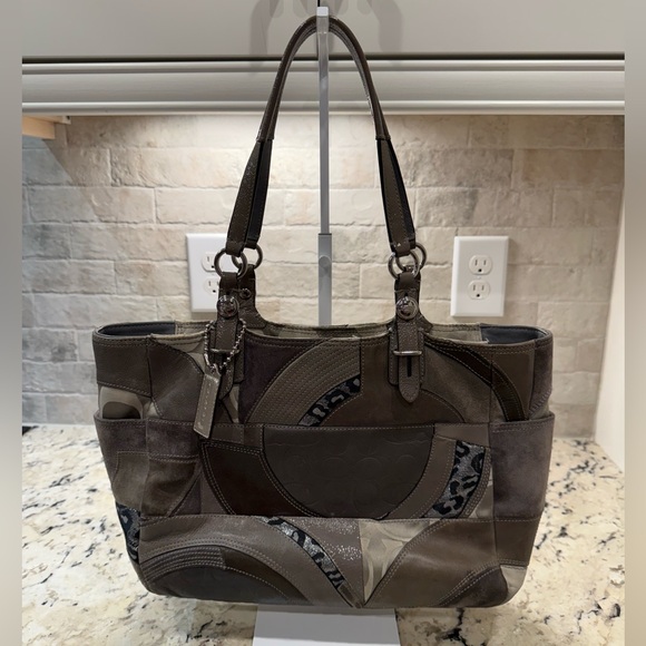 Coach Handbags - Coach EUC Leather, Suede & Cloth Patchwork Shoulder Bag